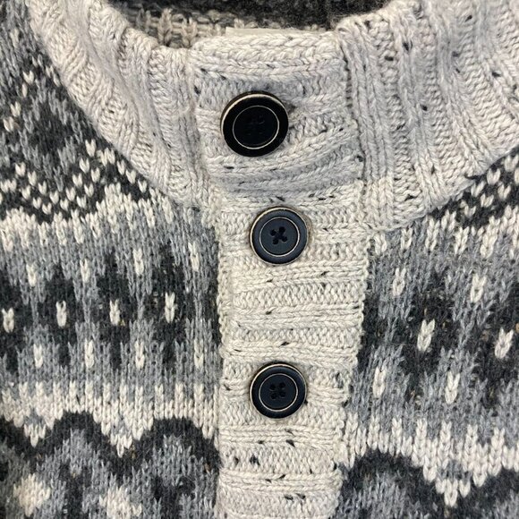 Boston Crew Fair Isle Heavy Knit Sweater Mens Large 42-44 Gray Skicore Preppy - Picture 10 of 16
